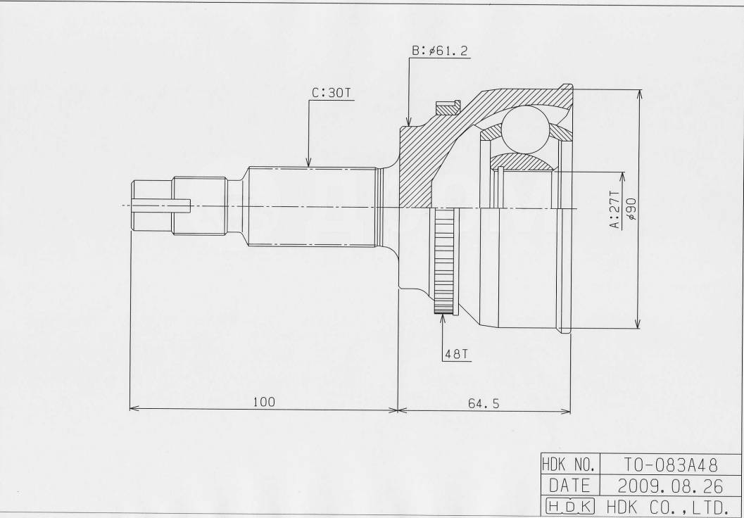 ШРУС ВНЕШНИЙ (НАРУЖНИЙ) HDK TOM083A