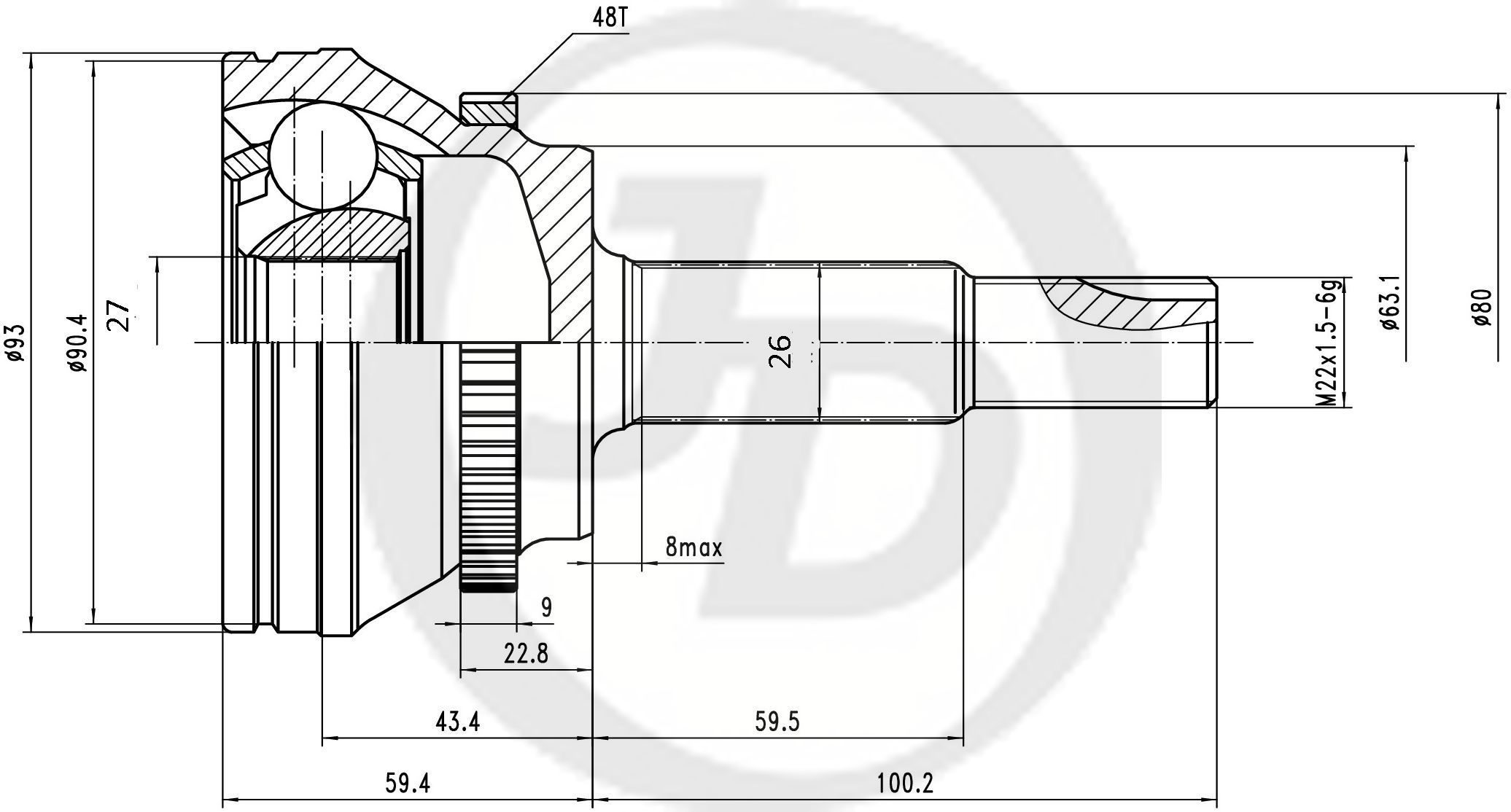 ШРУС ВНЕШНИЙ (НАРУЖНИЙ) JD JCT0204A