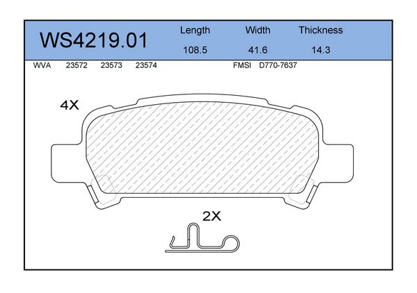 КОЛОДКИ ТОРМОЗНЫЕ ДИСКОВЫЕ JEENICE WS421901