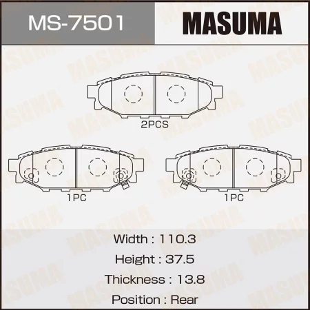 КОЛОДКИ ТОРМОЗНЫЕ ДИСКОВЫЕ MASUMA MS7501