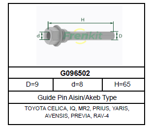 ВТУЛКА НАПРАВЛЯЮЩАЯ СУППОРТА ТОРМОЗНОГО FRENKIT G096502