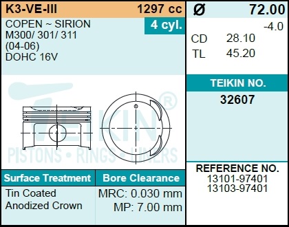 ПОРШЕНЬ ДВС TEIKIN 32607050