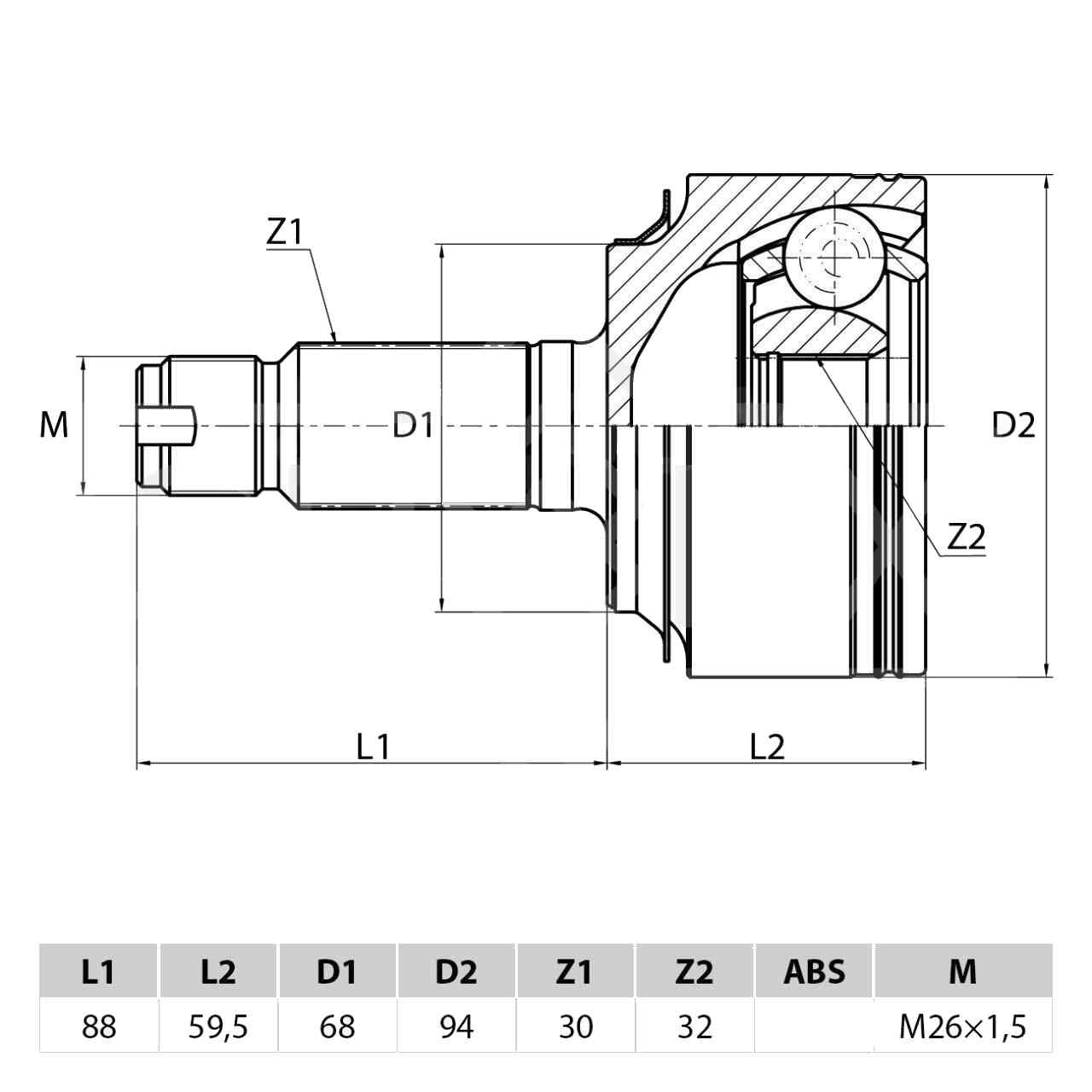 ШРУС ВНЕШНИЙ (НАРУЖНИЙ) HDK HOE085