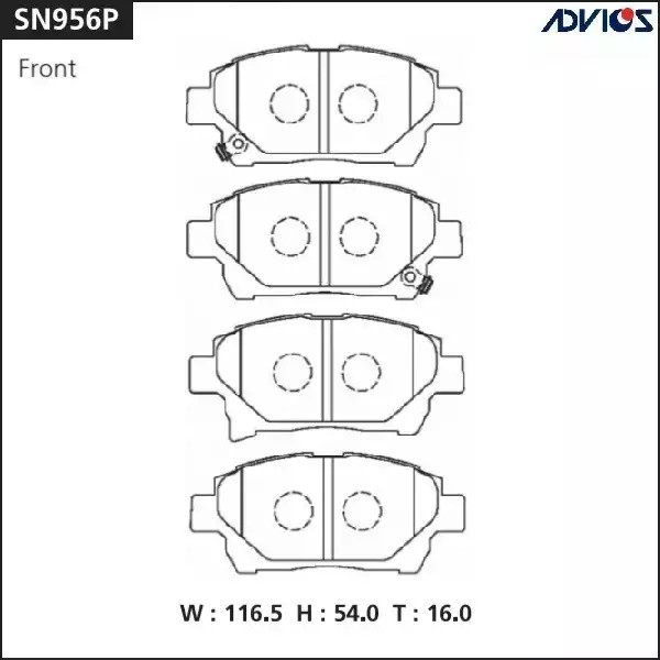 КОЛОДКИ ТОРМОЗНЫЕ ДИСКОВЫЕ ADVICS SN956P