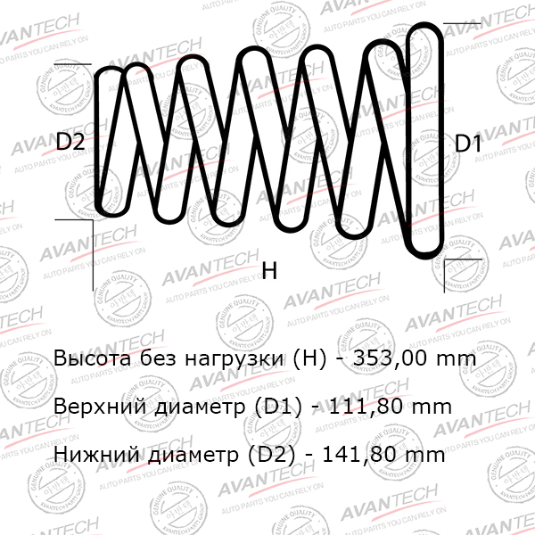 КОМПЛЕКТ ПРУЖИН AVANTECH HS0116R