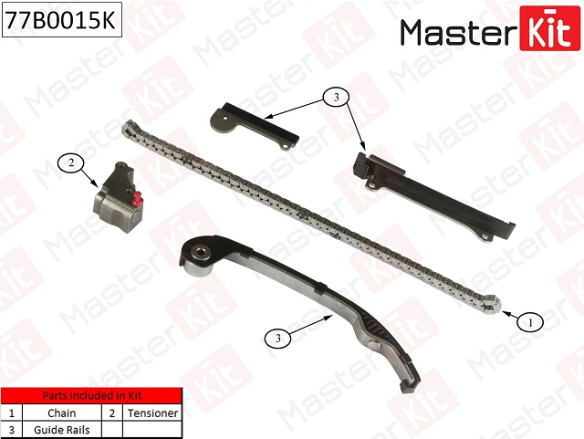 РЕМКОМПЛЕКТ ЦЕПИ ГРМ MASTERKIT 77B0015K
