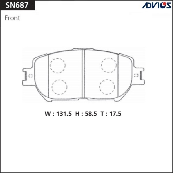 КОЛОДКИ ТОРМОЗНЫЕ ДИСКОВЫЕ ADVICS SN687