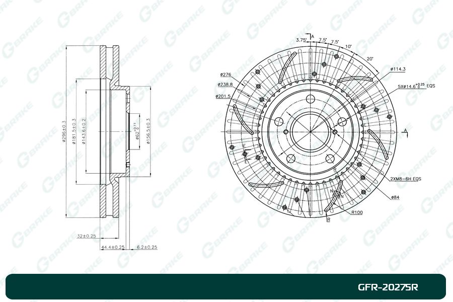 ДИСК ТОРМОЗНОЙ G-BRAKE GFR20275R