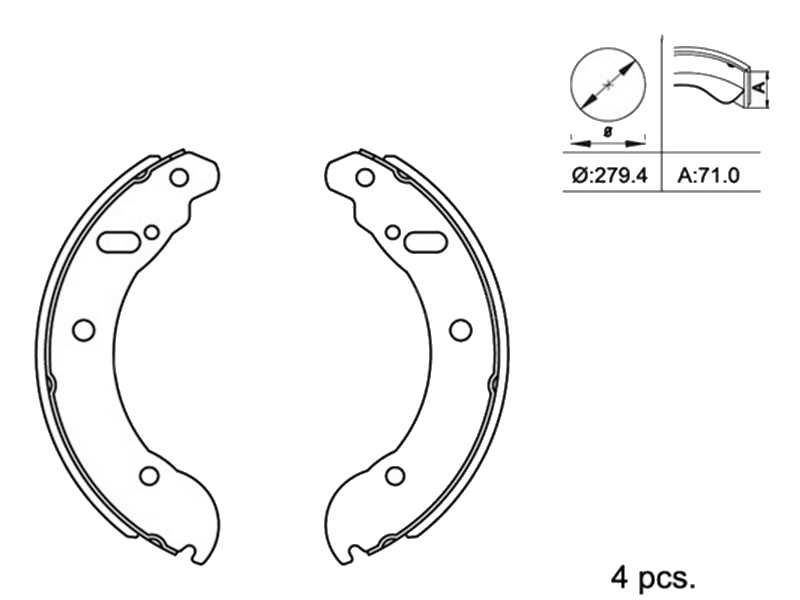 КОЛОДКИ ТОРМОЗНЫЕ БАРАБАННЫЕ SAT ST280174