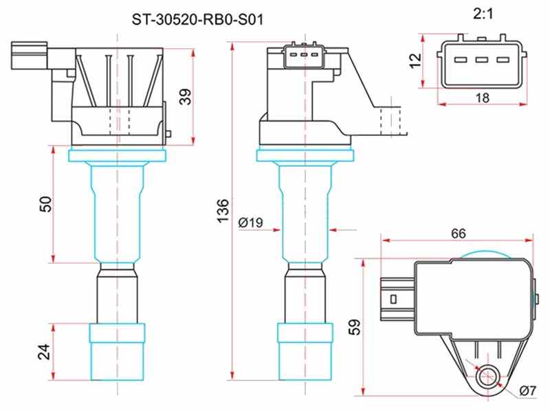 КАТУШКА ЗАЖИГАНИЯ SAT ST30520RB0S01