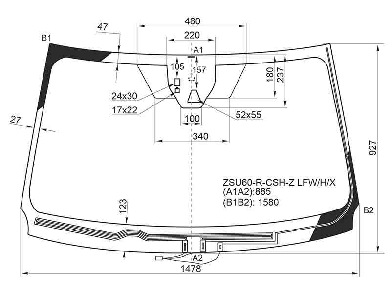 СТЕКЛО ЛОБОВОЕ XYG ZSU60RCSHZLFWHX