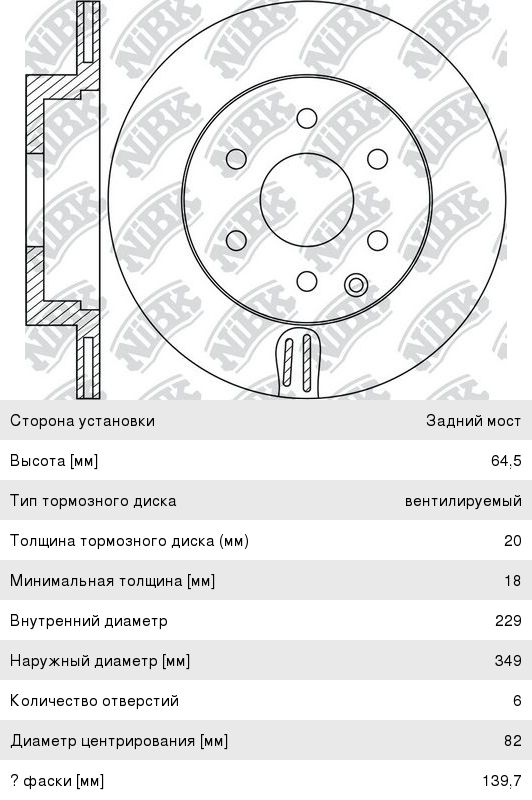 ДИСК ТОРМОЗНОЙ NIBK RN1495