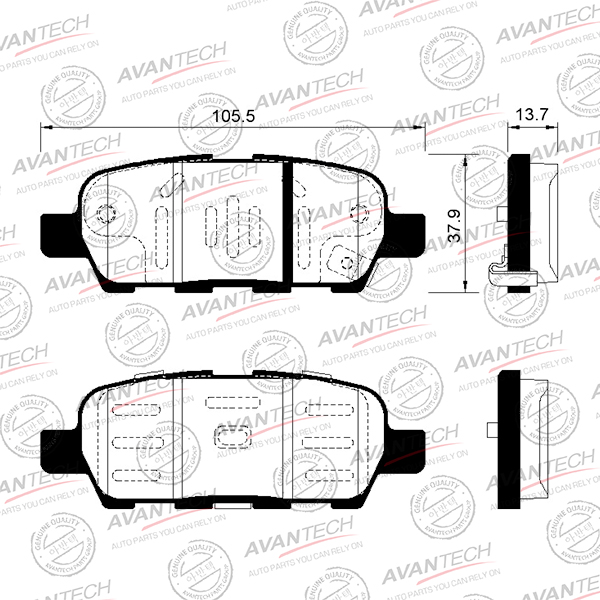 КОЛОДКИ ТОРМОЗНЫЕ ДИСКОВЫЕ AVANTECH AV024