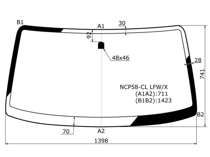 СТЕКЛО ЛОБОВОЕ XYG NCP58CLLFWX