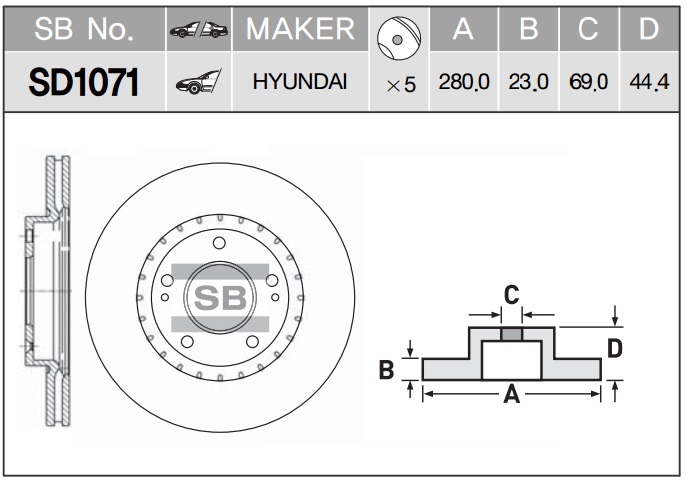 ДИСК ТОРМОЗНОЙ SANGSIN BRAKE SD1071