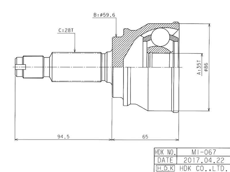 ШРУС ВНЕШНИЙ (НАРУЖНИЙ) HDK MI067