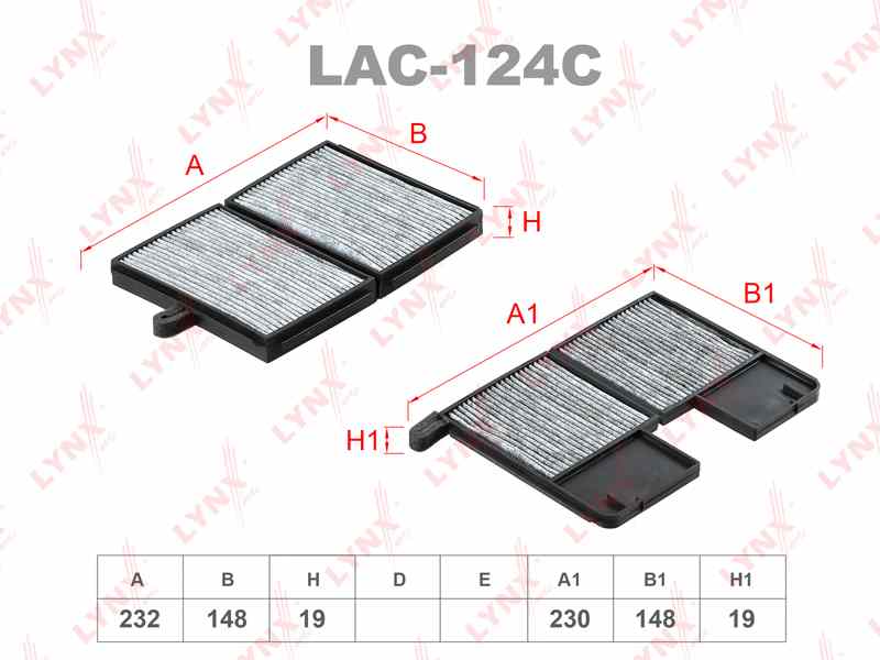 ФИЛЬТР САЛОННЫЙ LYNXauto LAC124C