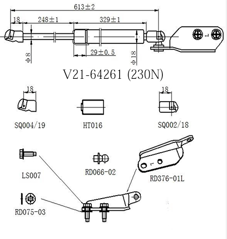 АМОРТИЗАТОР БАГАЖНИКА JETT V2164261