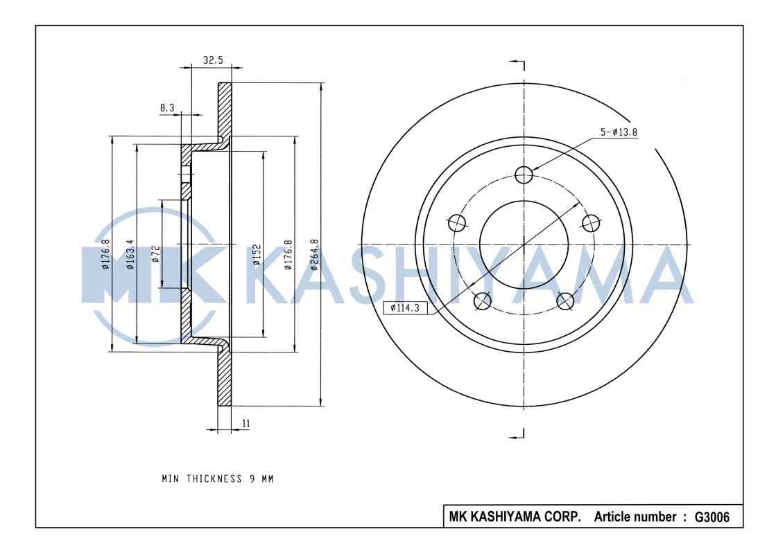 ДИСК ТОРМОЗНОЙ KASHIYAMA G3006