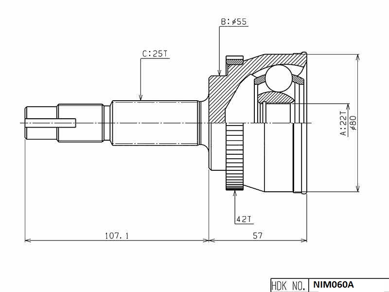 ШРУС ВНЕШНИЙ (НАРУЖНИЙ) HDK NIM060A