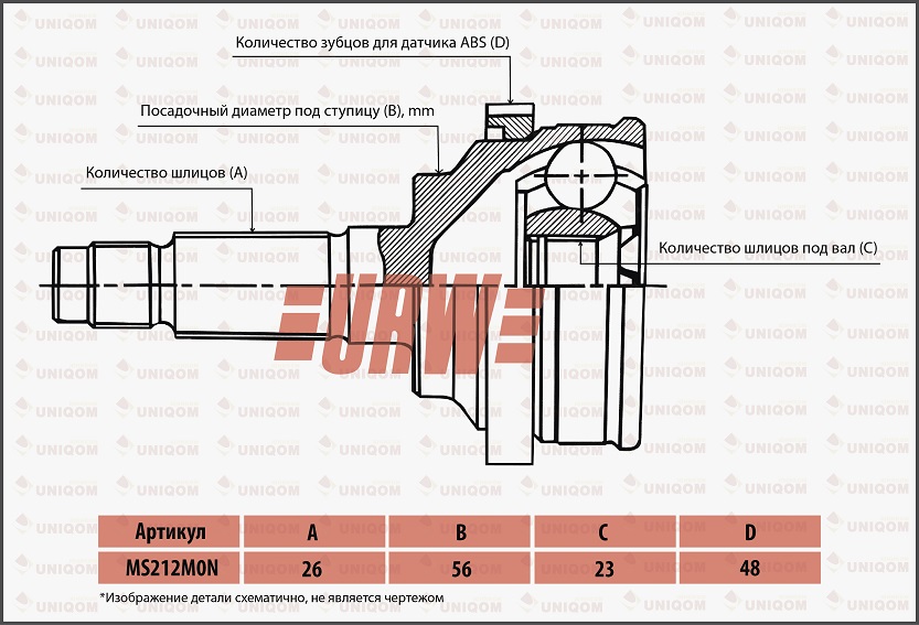 ШРУС ВНЕШНИЙ (НАРУЖНИЙ) URW MS212M0N