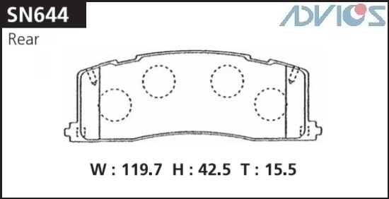 КОЛОДКИ ТОРМОЗНЫЕ ДИСКОВЫЕ ADVICS SN644