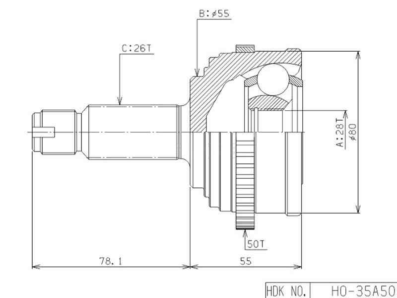 ШРУС ВНЕШНИЙ (НАРУЖНИЙ) HDK HO035A50