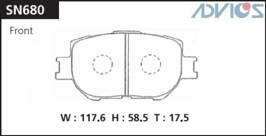 КОЛОДКИ ТОРМОЗНЫЕ ДИСКОВЫЕ ADVICS SN680