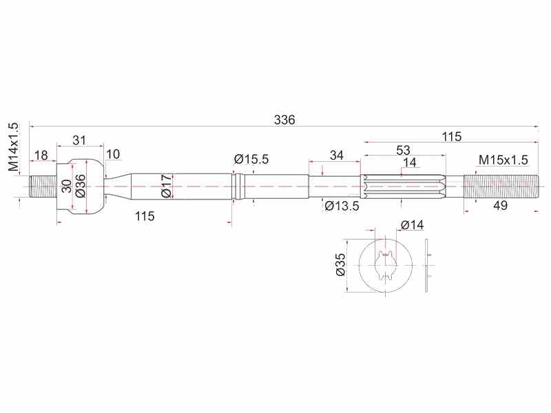 ТЯГА РУЛЕВАЯ SAT ST4550329825
