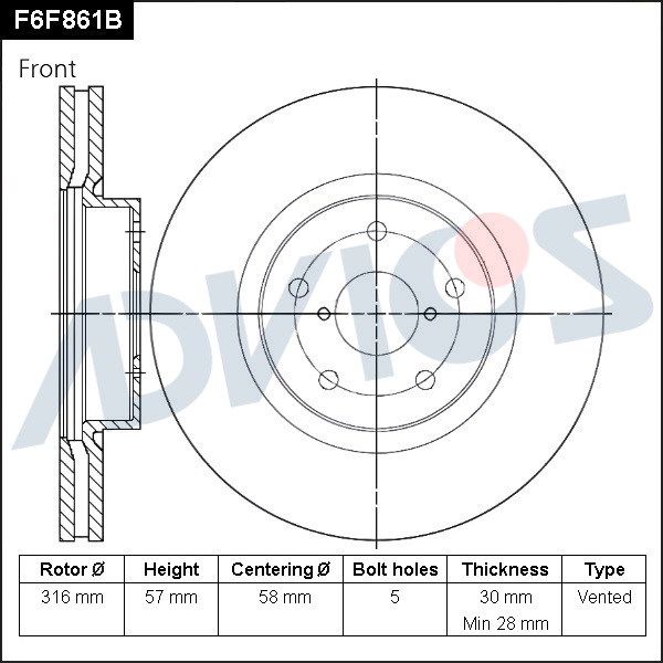 ДИСК ТОРМОЗНОЙ ADVICS F6F861B