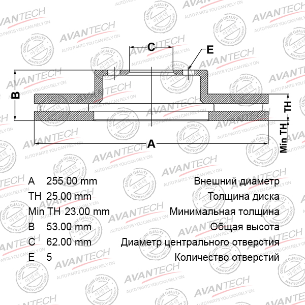 ДИСК ТОРМОЗНОЙ AVANTECH BR0126S