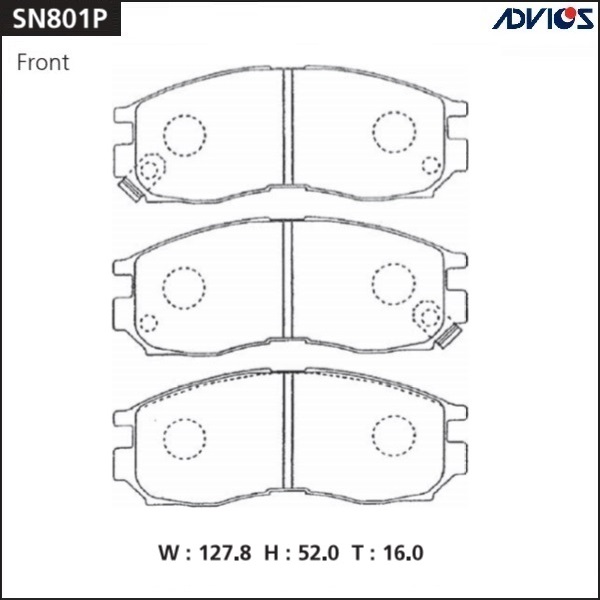 КОЛОДКИ ТОРМОЗНЫЕ ДИСКОВЫЕ ADVICS SN801P