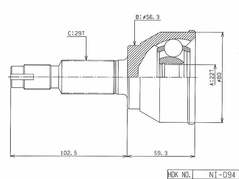 ШРУС ВНЕШНИЙ (НАРУЖНИЙ) HDK NIE094
