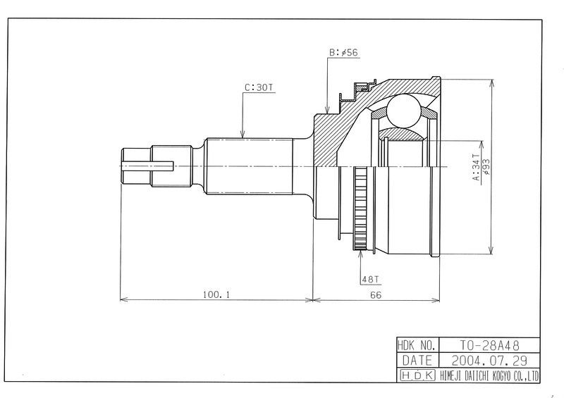 ШРУС ВНЕШНИЙ (НАРУЖНИЙ) HDK TO028A48
