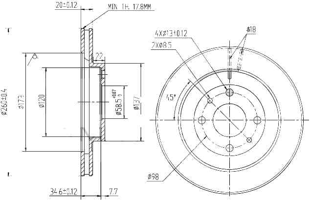 ДИСК ТОРМОЗНОЙ JD JBD0001