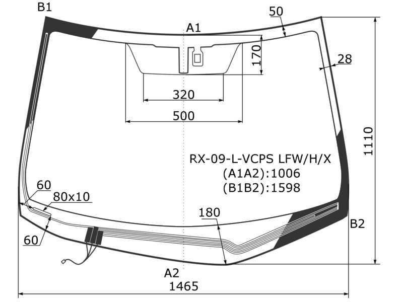 СТЕКЛО ЛОБОВОЕ XYG RX09LVCPSLFWHX