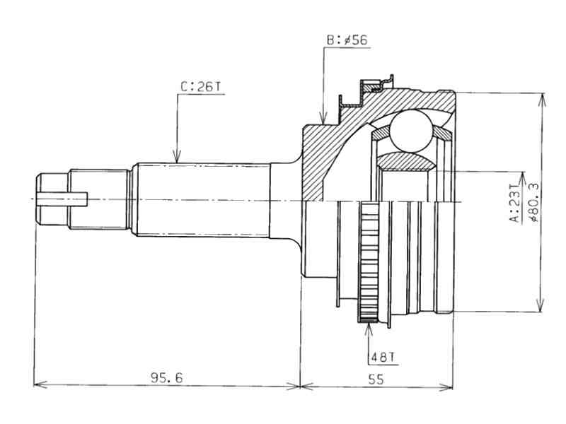 ШРУС ВНЕШНИЙ (НАРУЖНИЙ) HDK TOM010A