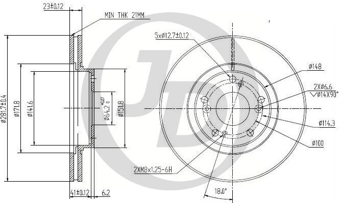ДИСК ТОРМОЗНОЙ JD JBD0041
