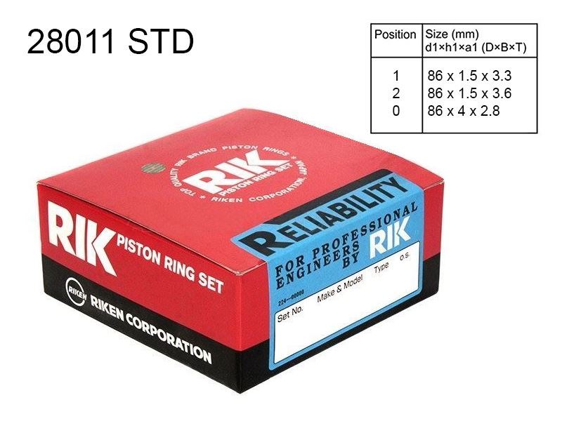 КОЛЬЦА ПОРШНЕВЫЕ RIKEN 28011STD