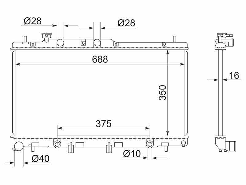 РАДИАТОР СИСТЕМЫ ОХЛАЖДЕНИЯ ДВС SAT SB0005BLE