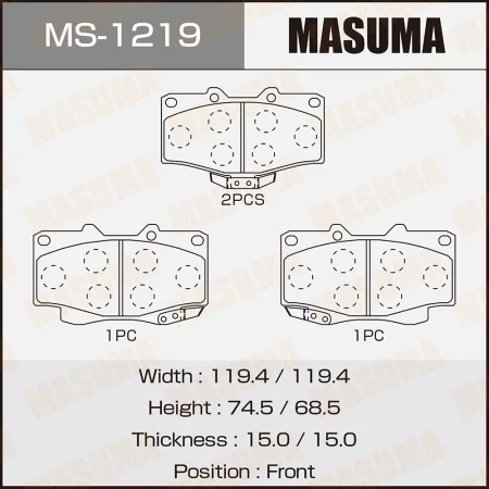 КОЛОДКИ ТОРМОЗНЫЕ ДИСКОВЫЕ MASUMA MS1219