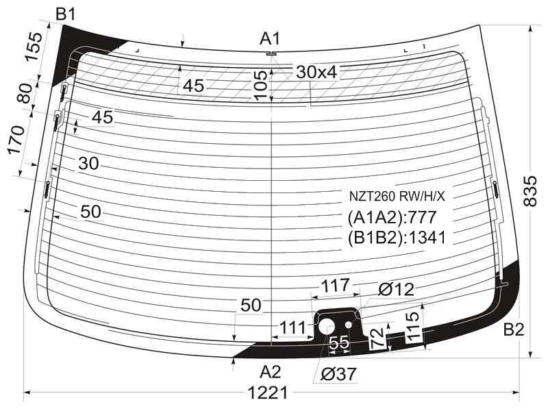 СТЕКЛО ЗАДНЕЕ XYG NZT260RWHX