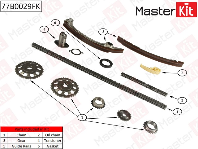 РЕМКОМПЛЕКТ ЦЕПИ ГРМ MASTERKIT 77B0029FK