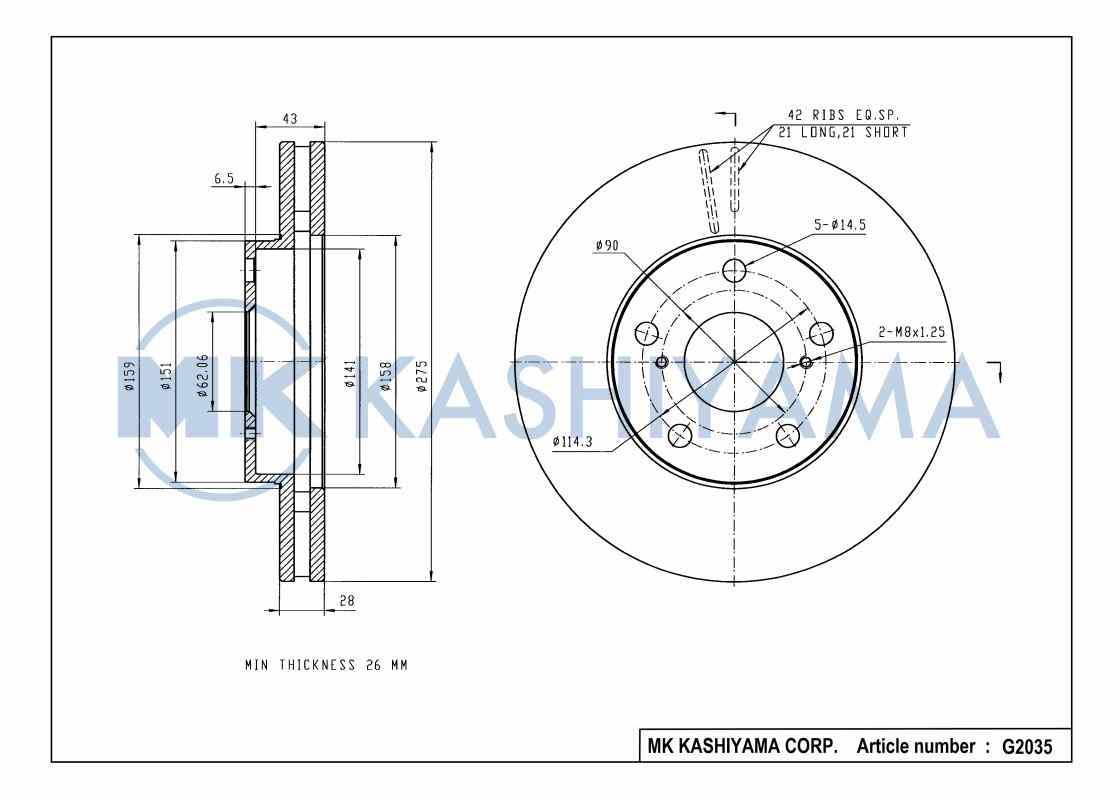 ДИСК ТОРМОЗНОЙ KASHIYAMA G2035
