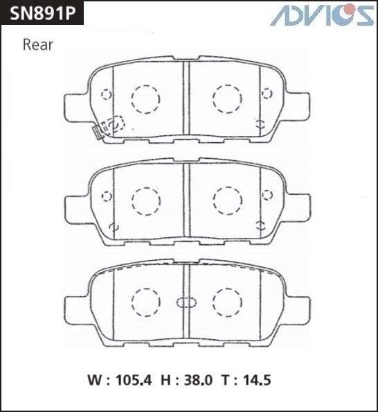 КОЛОДКИ ТОРМОЗНЫЕ ДИСКОВЫЕ ADVICS SN891P