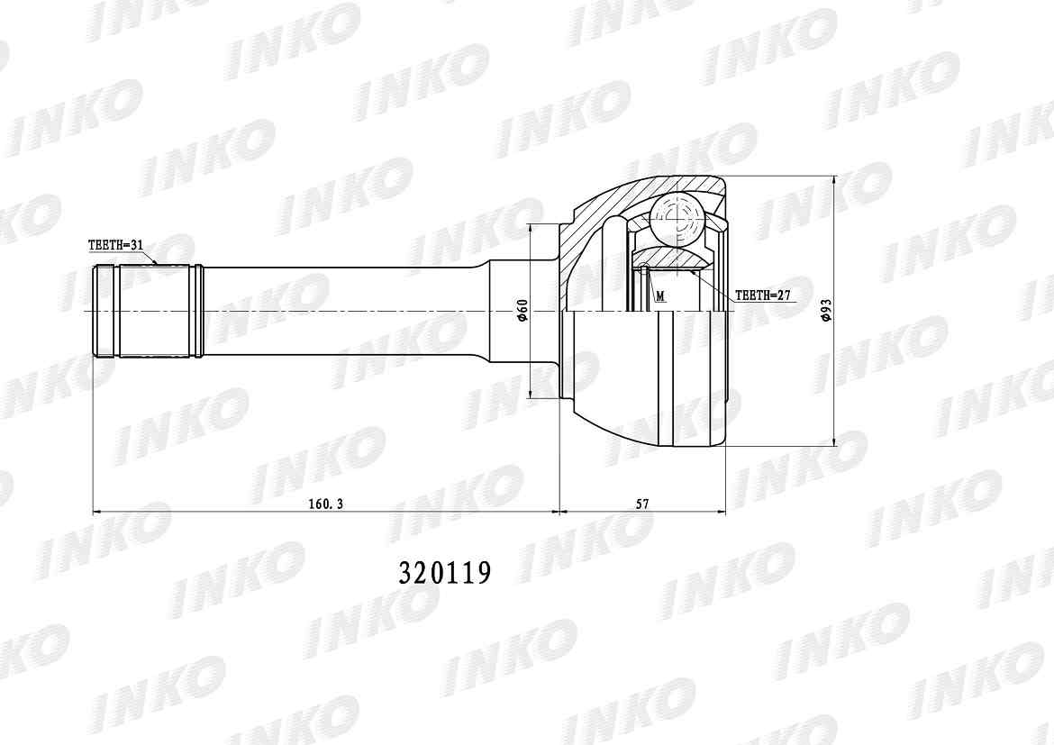 ШРУС ВНЕШНИЙ (НАРУЖНИЙ) INKO 320119