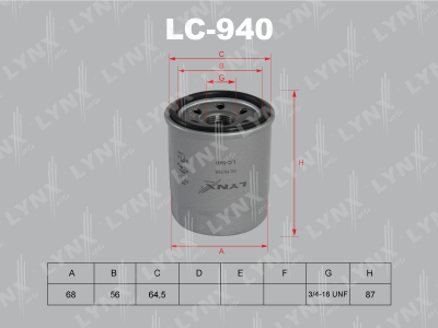 ФИЛЬТР МАСЛЯНЫЙ LYNXauto LC940
