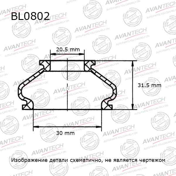ПЫЛЬНИК ШАРОВОЙ ОПОРЫ AVANTECH BL0802