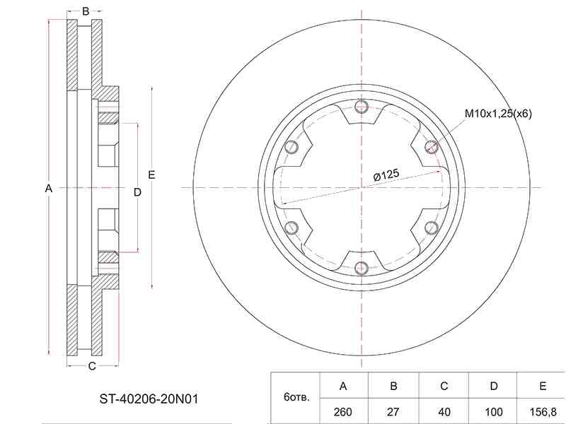 ДИСК ТОРМОЗНОЙ SAT ST4020620N01