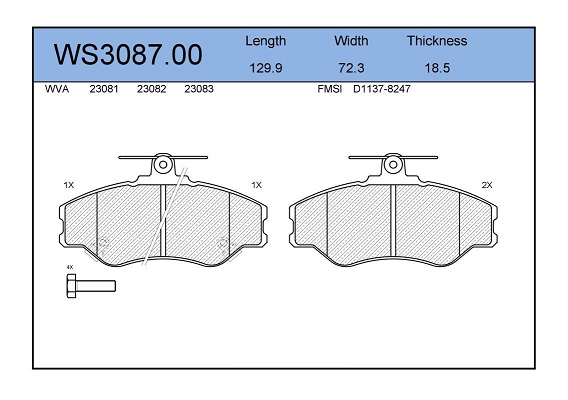 КОЛОДКИ ТОРМОЗНЫЕ ДИСКОВЫЕ JEENICE WS308700